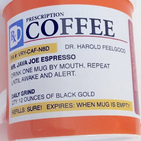 Coffee Lover’s Prescription Mug, Fun Humorous Gift. Boxed Mom, Dad, Office. - Picture 2 of 7